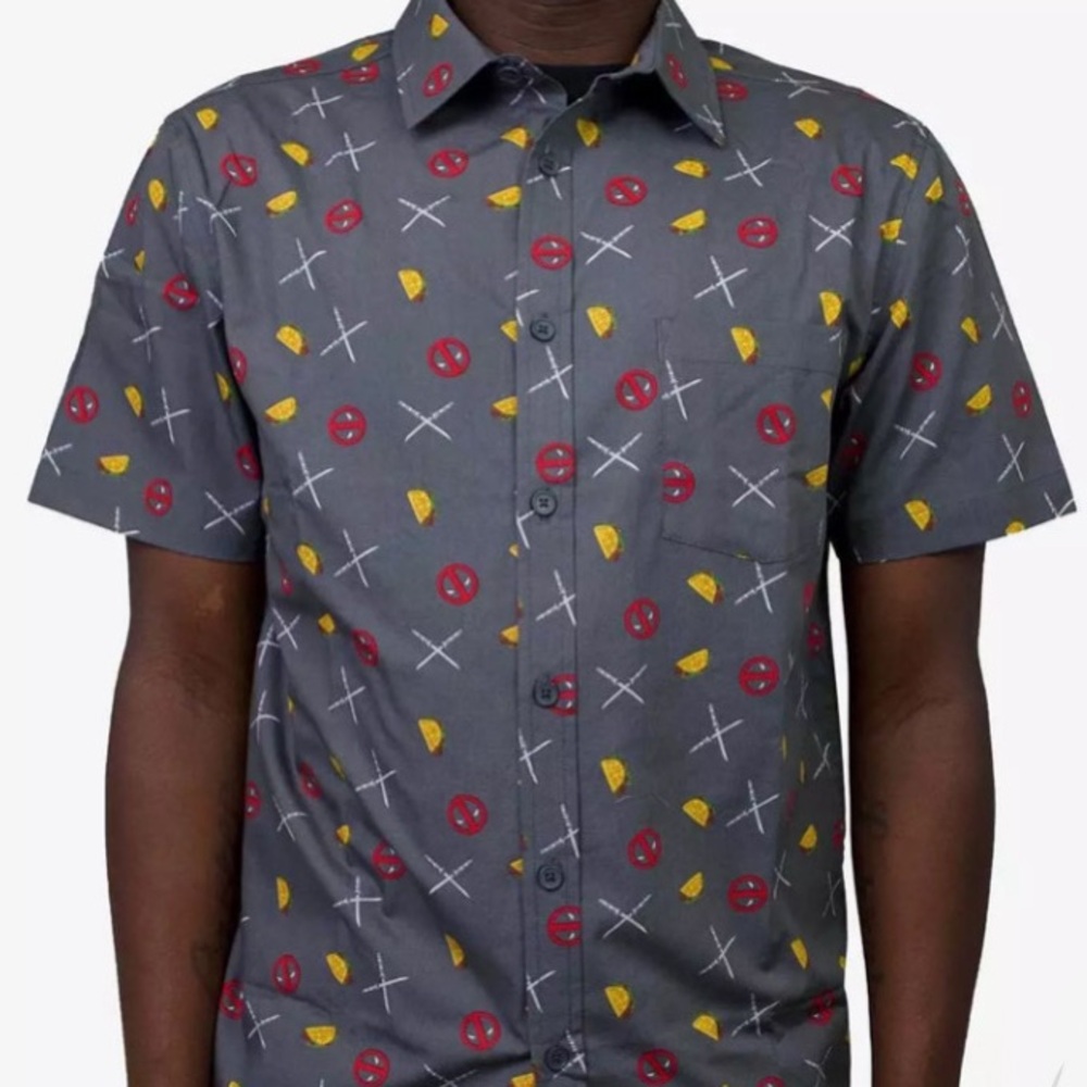 Deadpool Marvel Taco party button up
